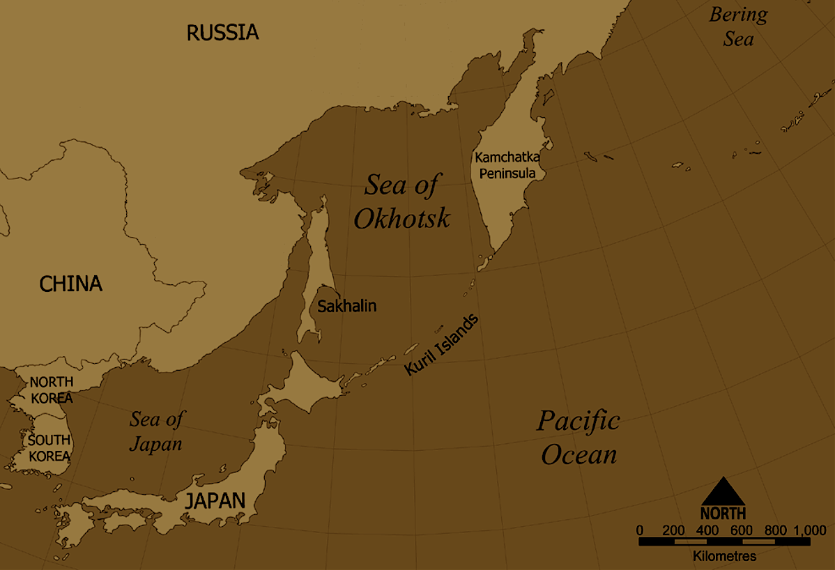 Carte îles Kouriles Japon Russie. Copyright : By No machine-readable author provided. NormanEinstein assumed (based on copyright claims). - No machine-readable source provided. Own work assumed (based on copyright claims)., CC BY-SA 3.0, https://commons.wikimedia.org/w/index.php?curid=385863