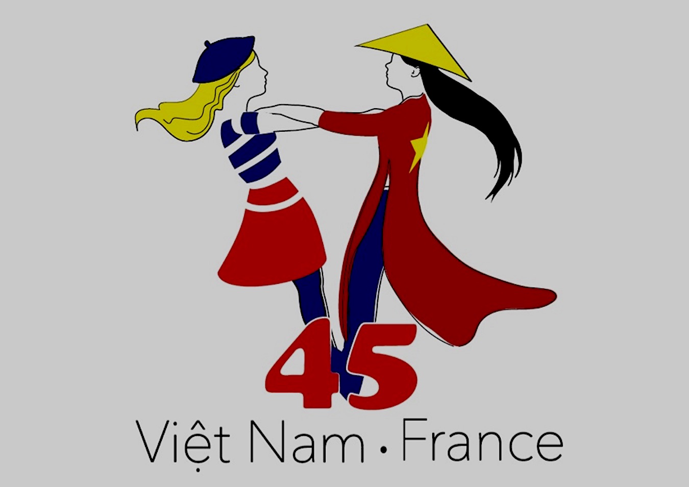 Logo officiel "Anniversaire 45 ans des relations diplomatiques France Vietnam".