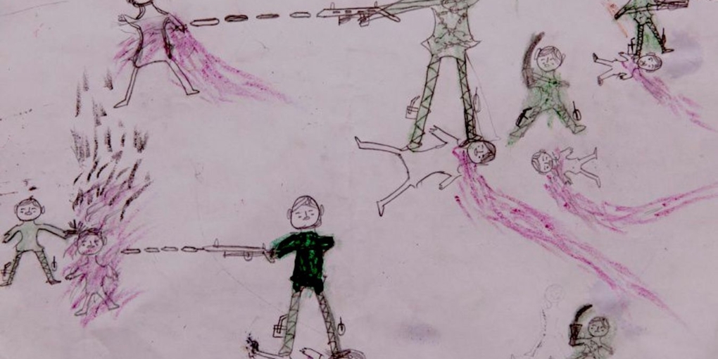 Rohingyas. Dessin d'enfants réfugiés au Bangladesh. Source : UNICEF/UN