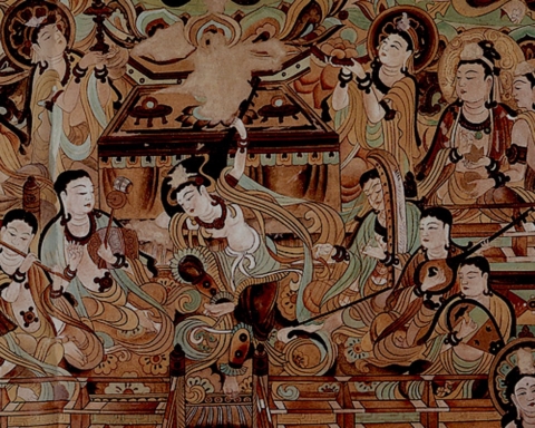 Chine Route de la Soie, Peinture murale dans les grottes de Mogao.