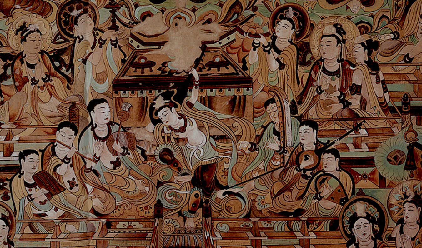 Chine Route de la Soie, Peinture murale dans les grottes de Mogao.