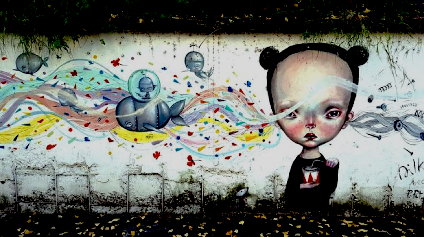Arts de rue, mural - ©Dilka Bear: « La bambina sogniatrice »