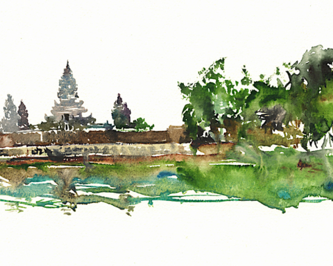 Cité Angkor, Cambodge. Dessin © UrbanSketchers.org